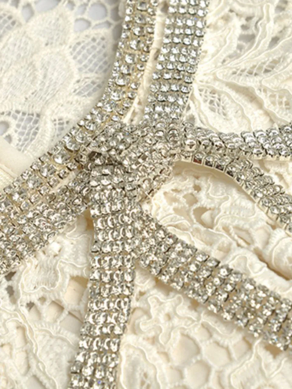 White Sweet Bow Bling Lace 1950s Vintage Wedding Dress