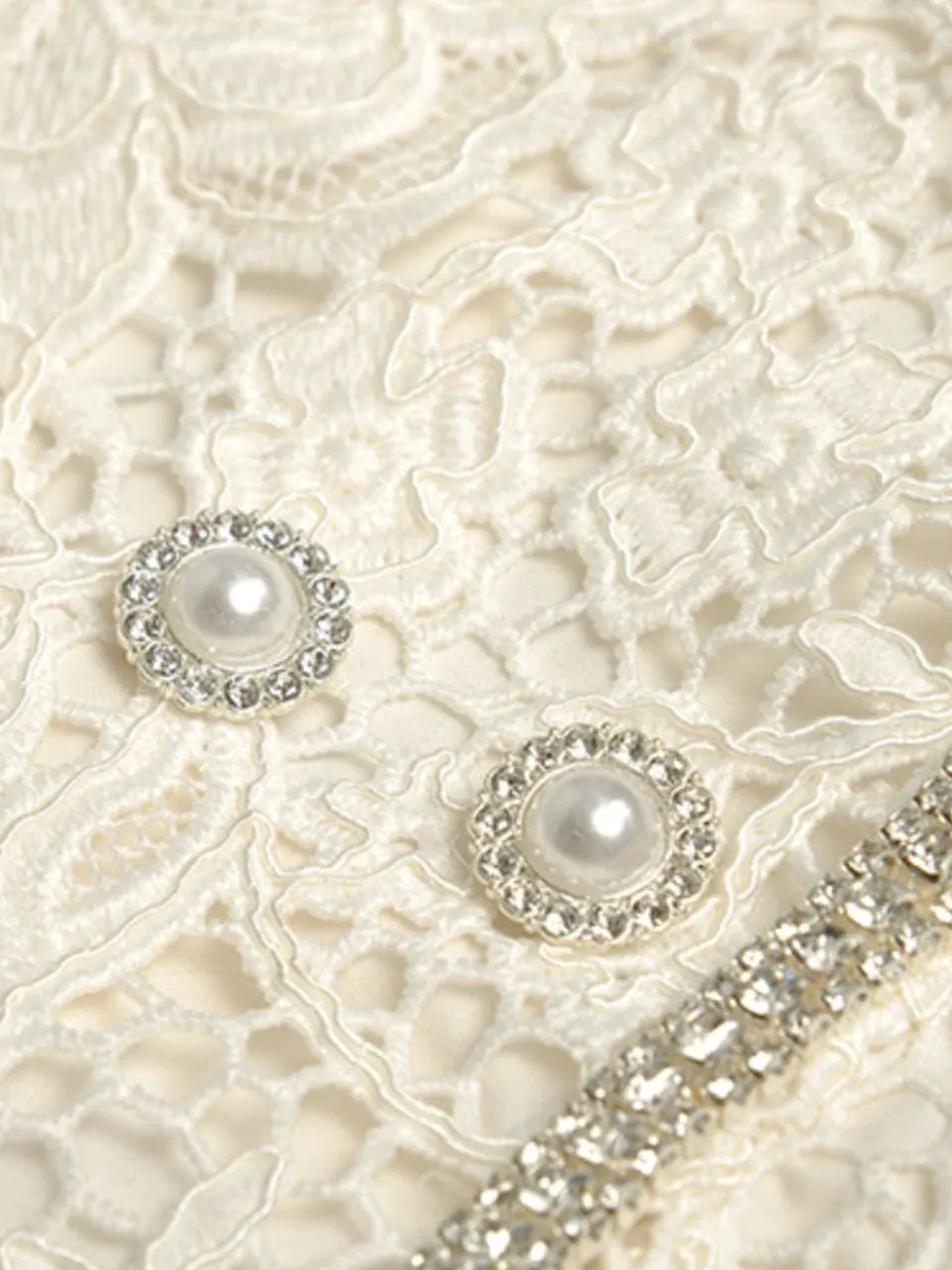 White Sweet Bow Bling Lace 1950s Vintage Wedding Dress