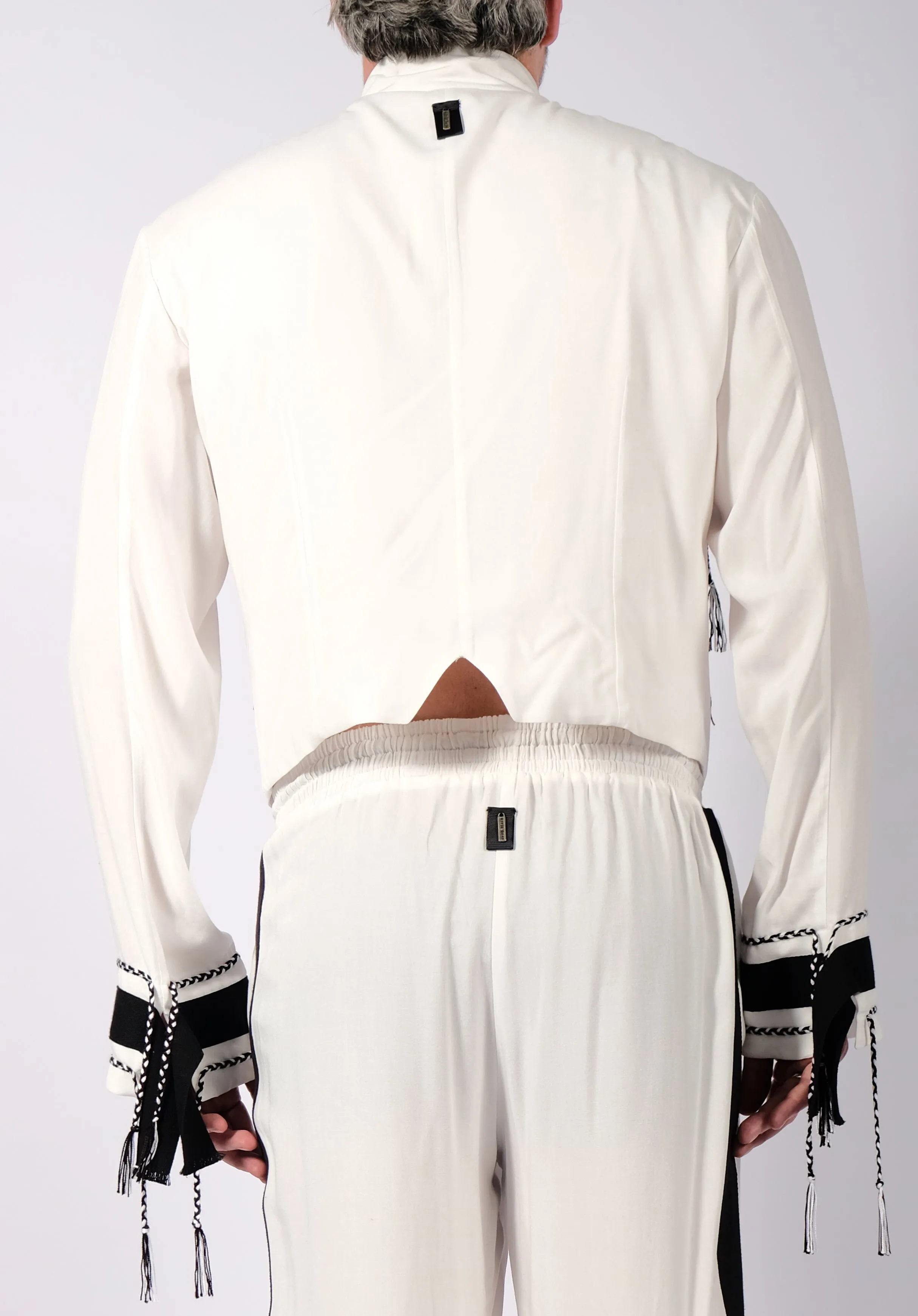 White Washed Cotton Crop Blazer