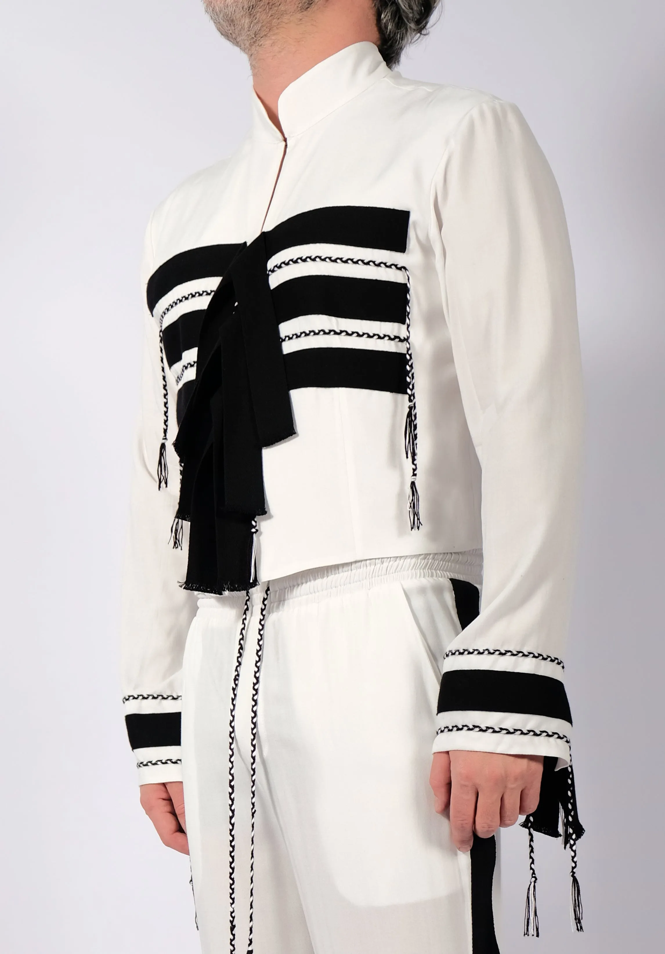 White Washed Cotton Crop Blazer
