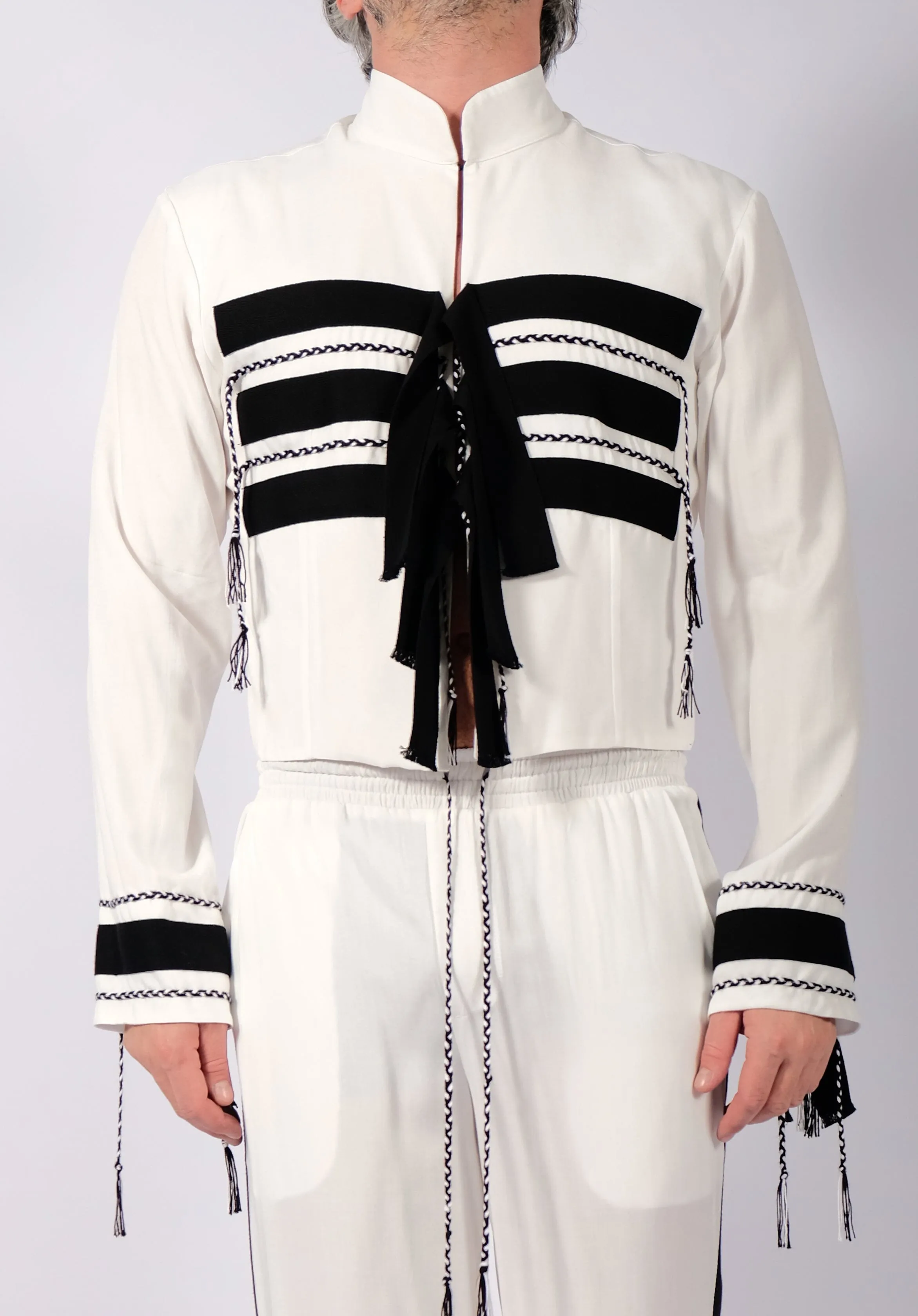 White Washed Cotton Crop Blazer