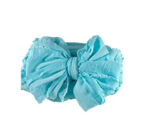 Wide Headband Bow - Aqua