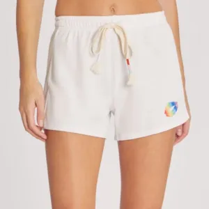 Wildfox Miami Pride Shorts Rainbow Kiss in Vanilla
