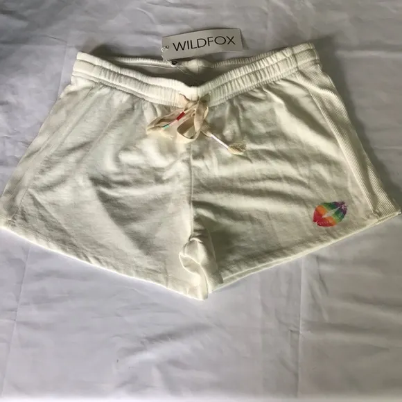 Wildfox Miami Pride Shorts Rainbow Kiss in Vanilla