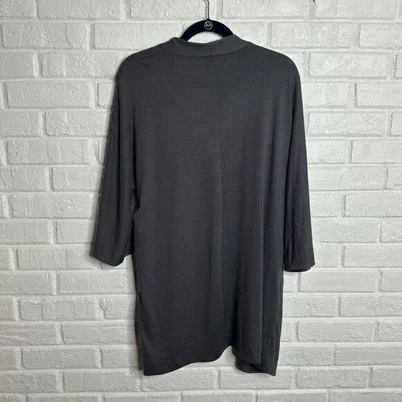 Wilfred Free Aritzia Zlata Cardigan Charcoal Gray Open Front Pockets size Large