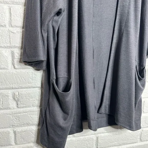 Wilfred Free Aritzia Zlata Cardigan Charcoal Gray Open Front Pockets size Large