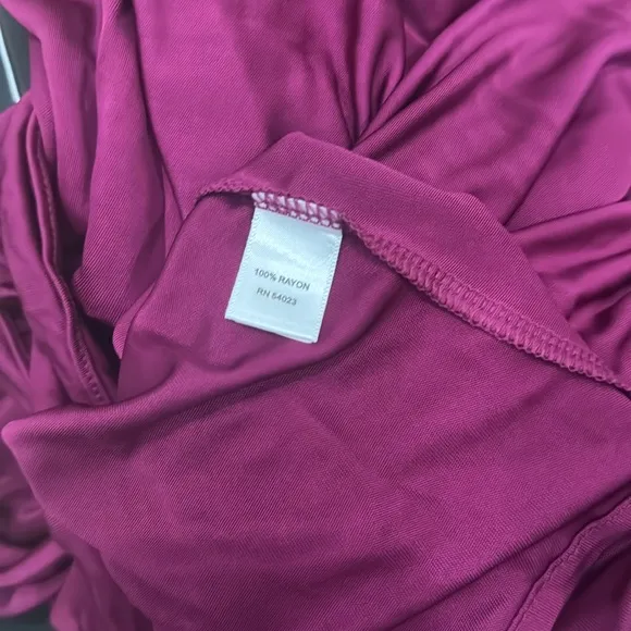 Wine Red-Purple V-Neck Sleeveless Dress with Faux-Wrap Torso
