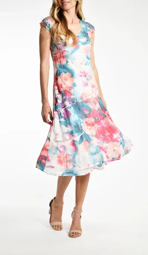 Women's Komarov | Vivid Petals Flowing Midi Dress | Bright Pastels