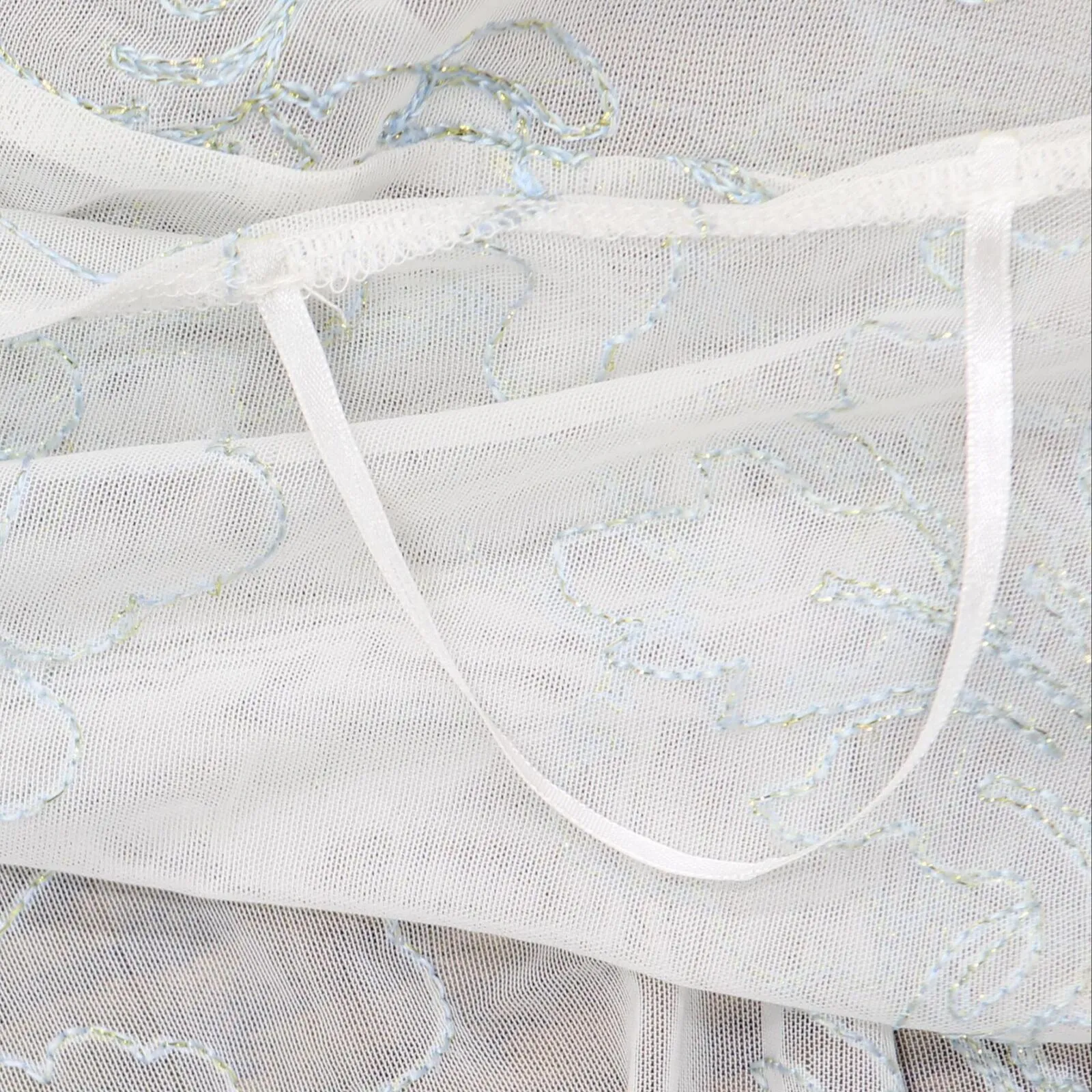 Womens Lightweight Short Sleeve Sheer Cardigan White / Blue See Measurements