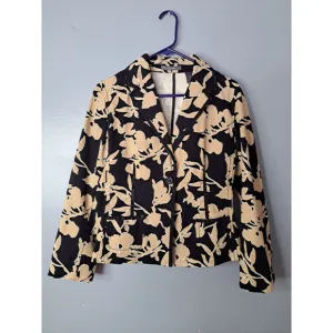 Women's Liz Claiborne Floral Blazer Size 10 Black Beige