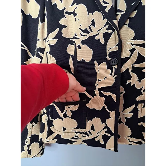Women's Liz Claiborne Floral Blazer Size 10 Black Beige