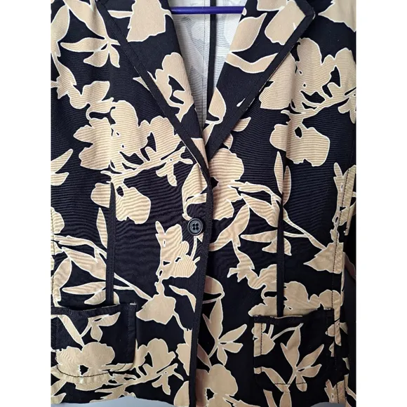 Women's Liz Claiborne Floral Blazer Size 10 Black Beige