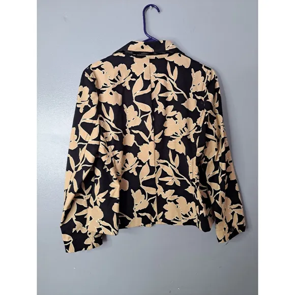 Women's Liz Claiborne Floral Blazer Size 10 Black Beige