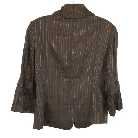 Womens Size 6 Lafayette 148 New York Linen Silk Blend Striped Blazer Jacket