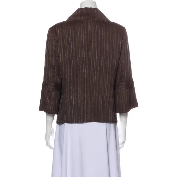 Womens Size 6 Lafayette 148 New York Linen Silk Blend Striped Blazer Jacket