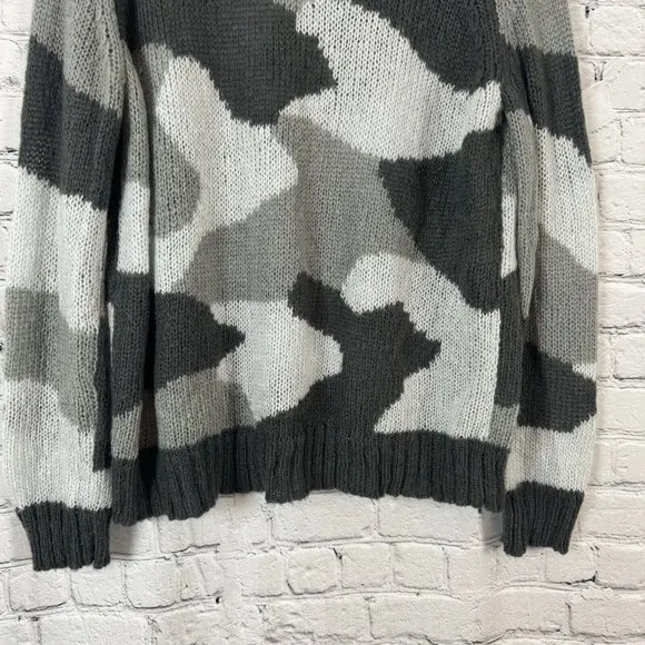 Wooden Ships Camo Crewneck Sweater Light Loose Knit Wool Mohair Womens M/L