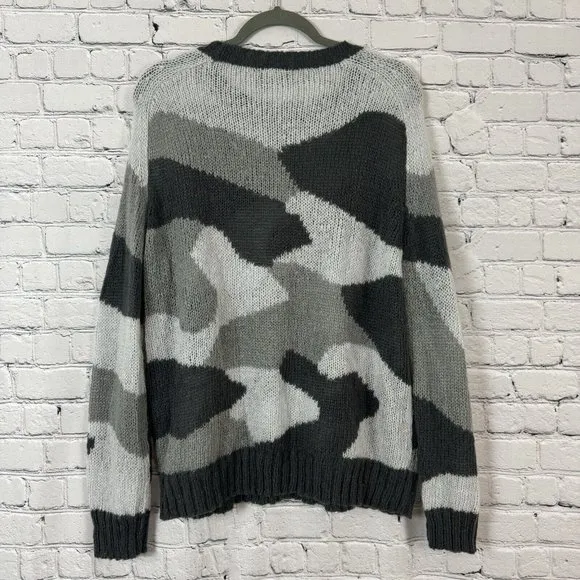 Wooden Ships Camo Crewneck Sweater Light Loose Knit Wool Mohair Womens M/L
