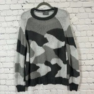 Wooden Ships Camo Crewneck Sweater Light Loose Knit Wool Mohair Womens M/L