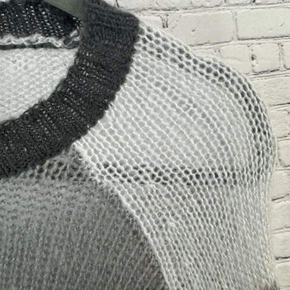 Wooden Ships Camo Crewneck Sweater Light Loose Knit Wool Mohair Womens M/L