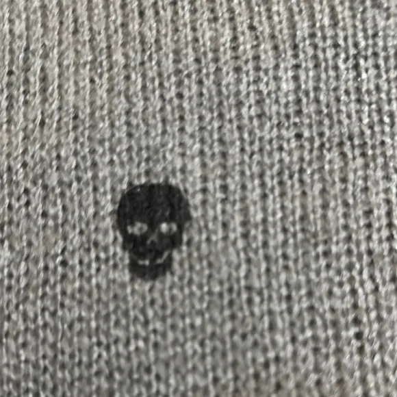 Wooden Ships Gray Black Mini Skull Mohair Wool Knit Sweater S/M NWOT
