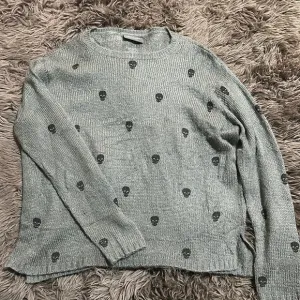 Wooden Ships Gray Black Mini Skull Mohair Wool Knit Sweater S/M NWOT