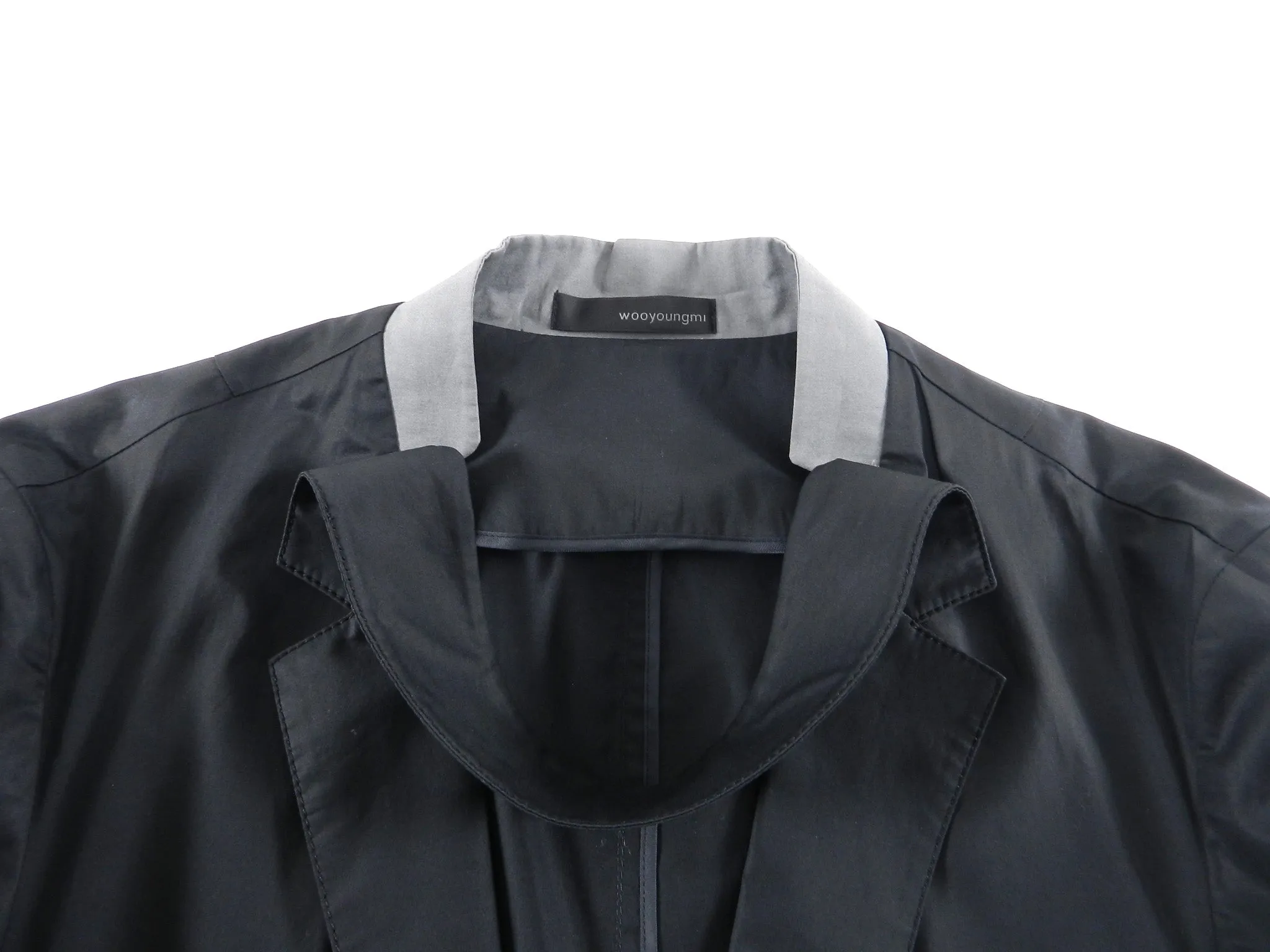 Wooyoungmi Black Blazer with Grey Shirt Collar Inset - 40