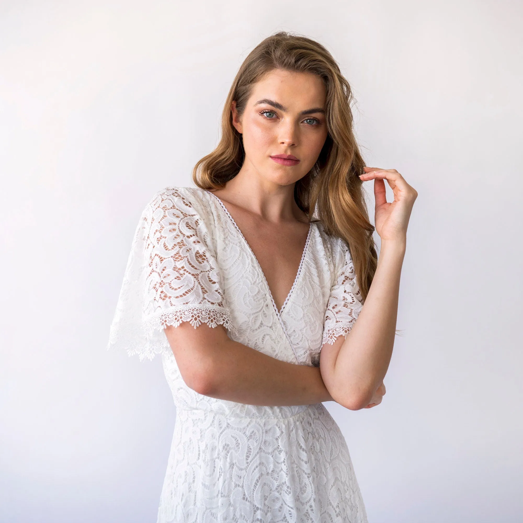 Wrap Neckline Wedding Dress #1461