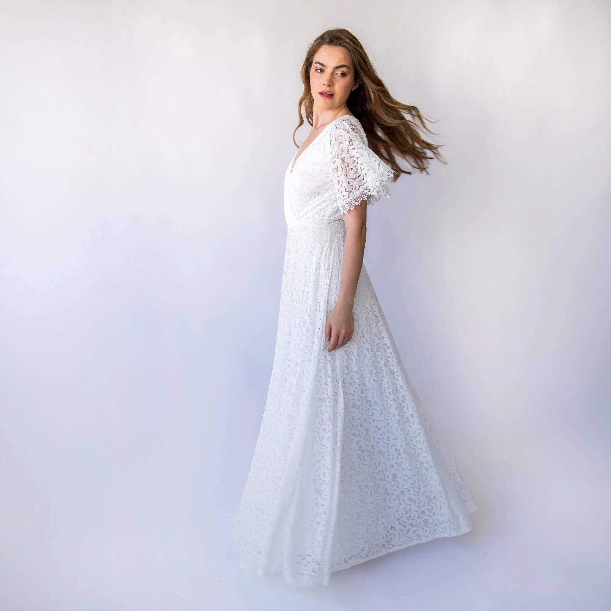 Wrap Neckline Wedding Dress #1461