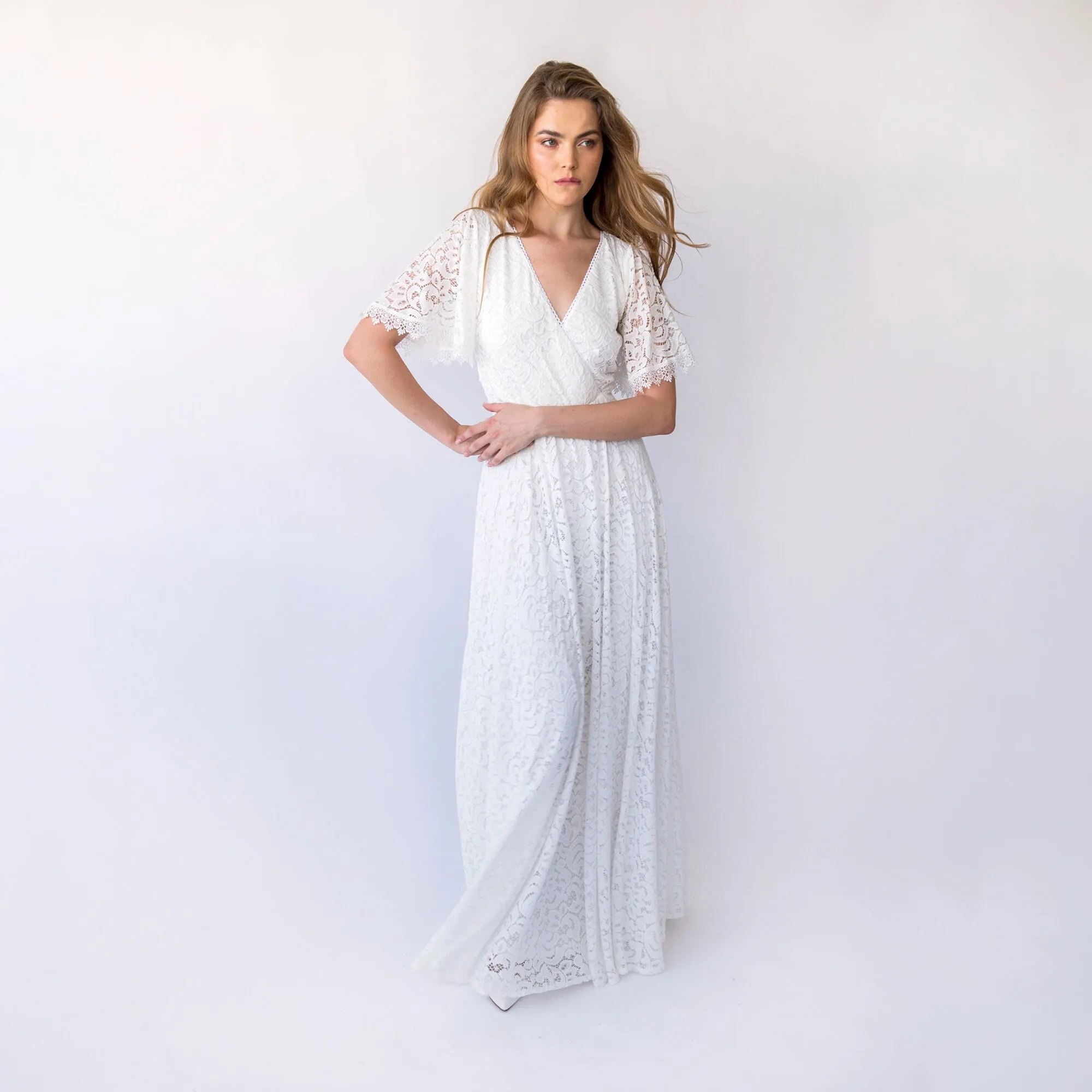 Wrap Neckline Wedding Dress #1461