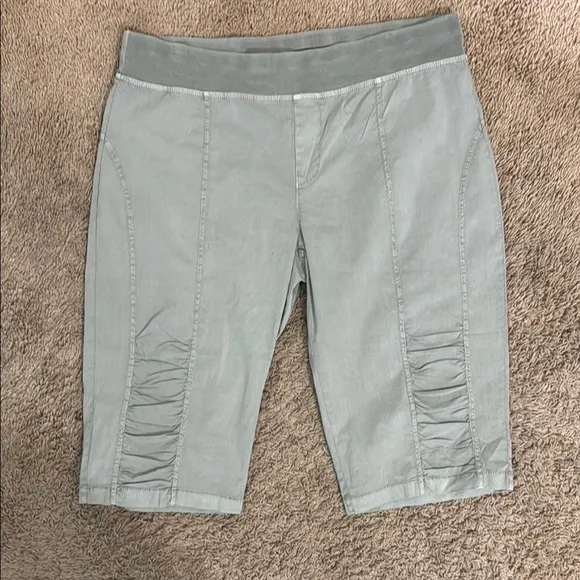 XCVI Wearables Women's NWT Tatum Green Pull-on Bermuda Shorts size L Summer