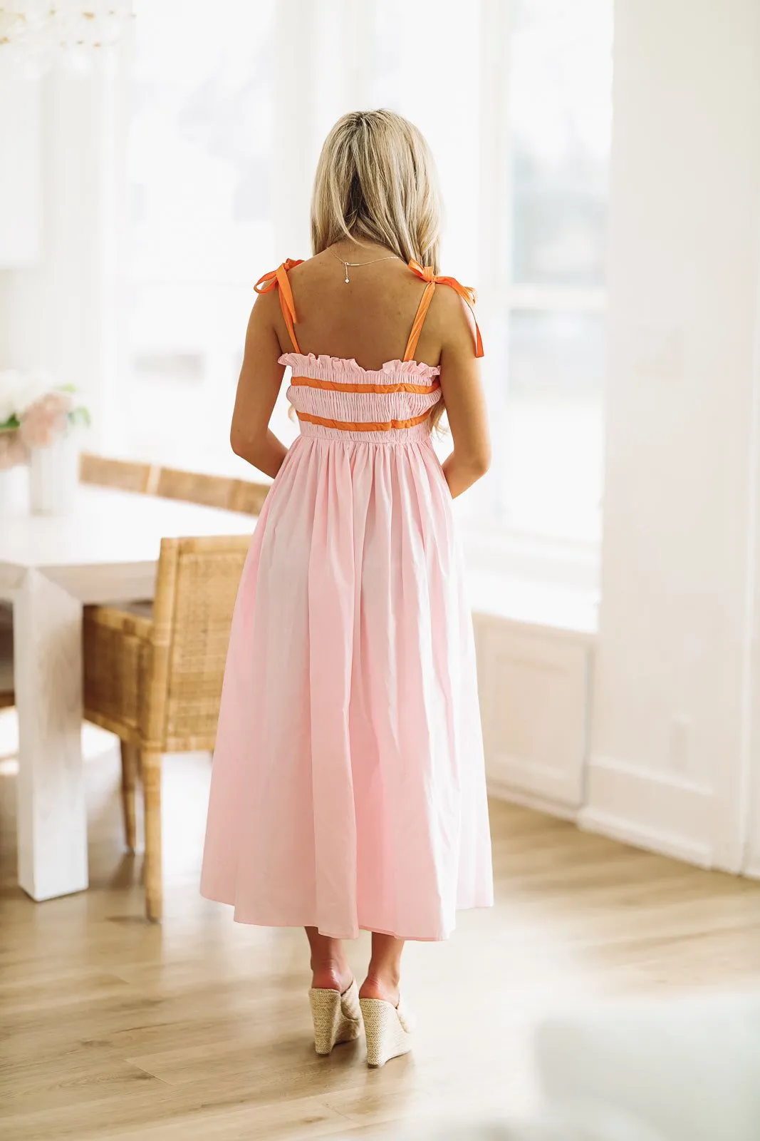 Your Crush Midi Dress - Pink and Orange