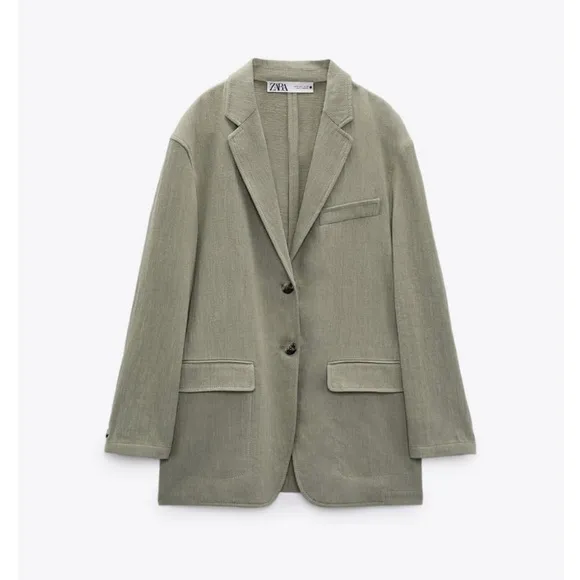 Zara Linen Blend straight cut blazer/ L- no tags