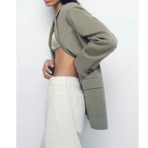 Zara Linen Blend straight cut blazer/ L- no tags