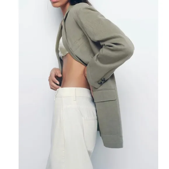 Zara Linen Blend straight cut blazer/ L- no tags