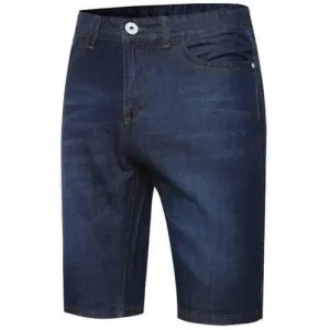Zip Fly Checked Trim Denim Shorts - Deep Blue 38