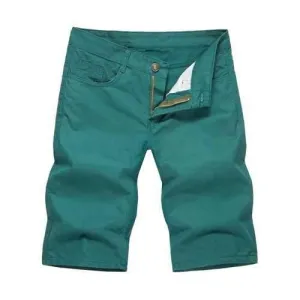 Zip Fly Solid Color Bermuda Shorts - Light Sea Green L