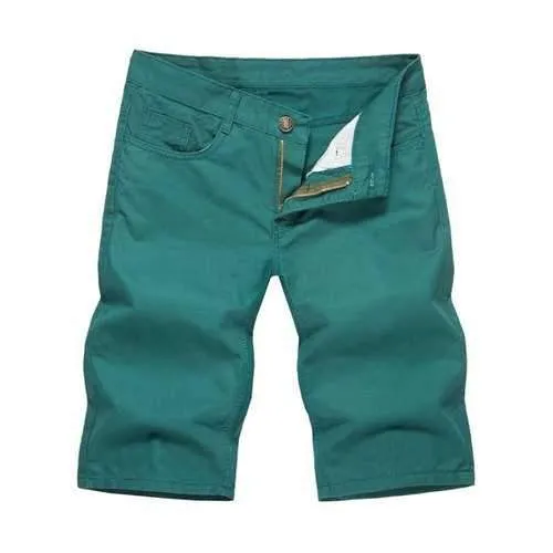 Zip Fly Solid Color Bermuda Shorts - Light Sea Green L